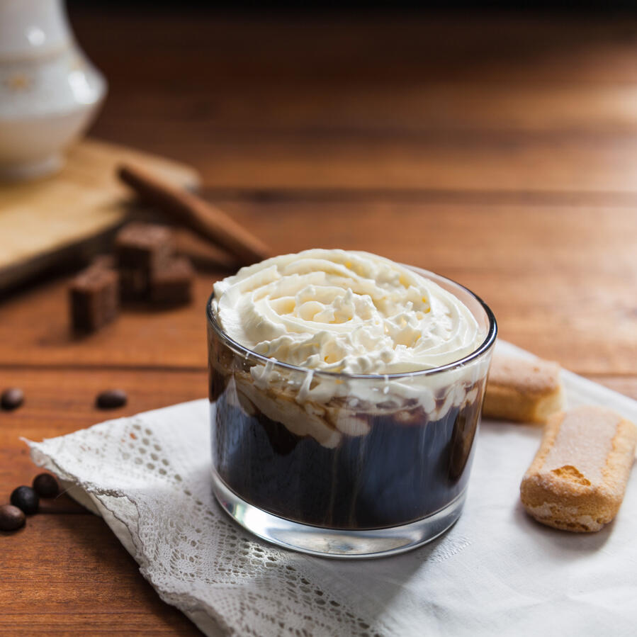 Triple Cream Coffee Freshly roasted ground coffee beans percolated to perfection and mixed with an equal amount of thick dairy cream.